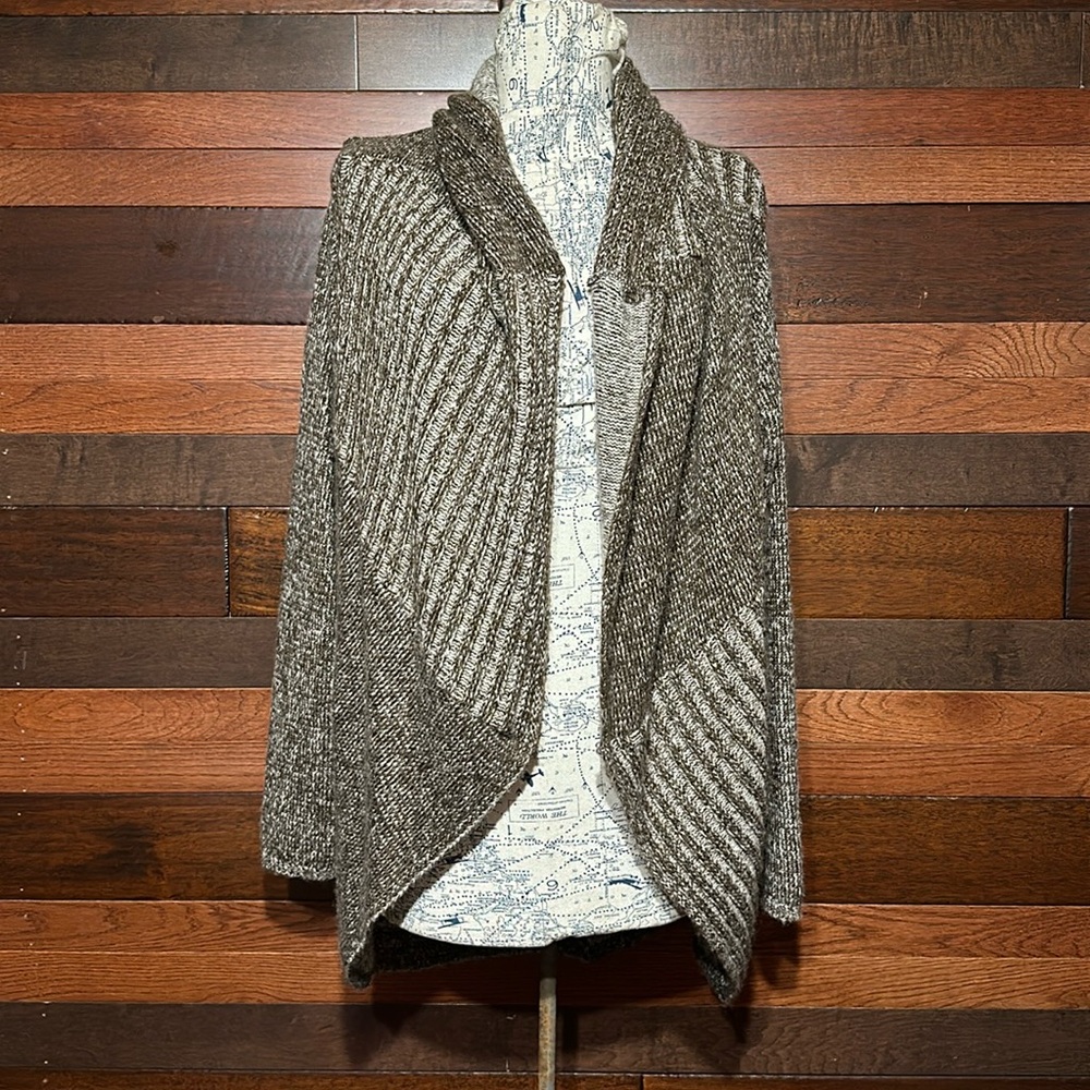 Style & Co Chunky Open Front Long Sleeve Brown Toned Cardigan Sweater